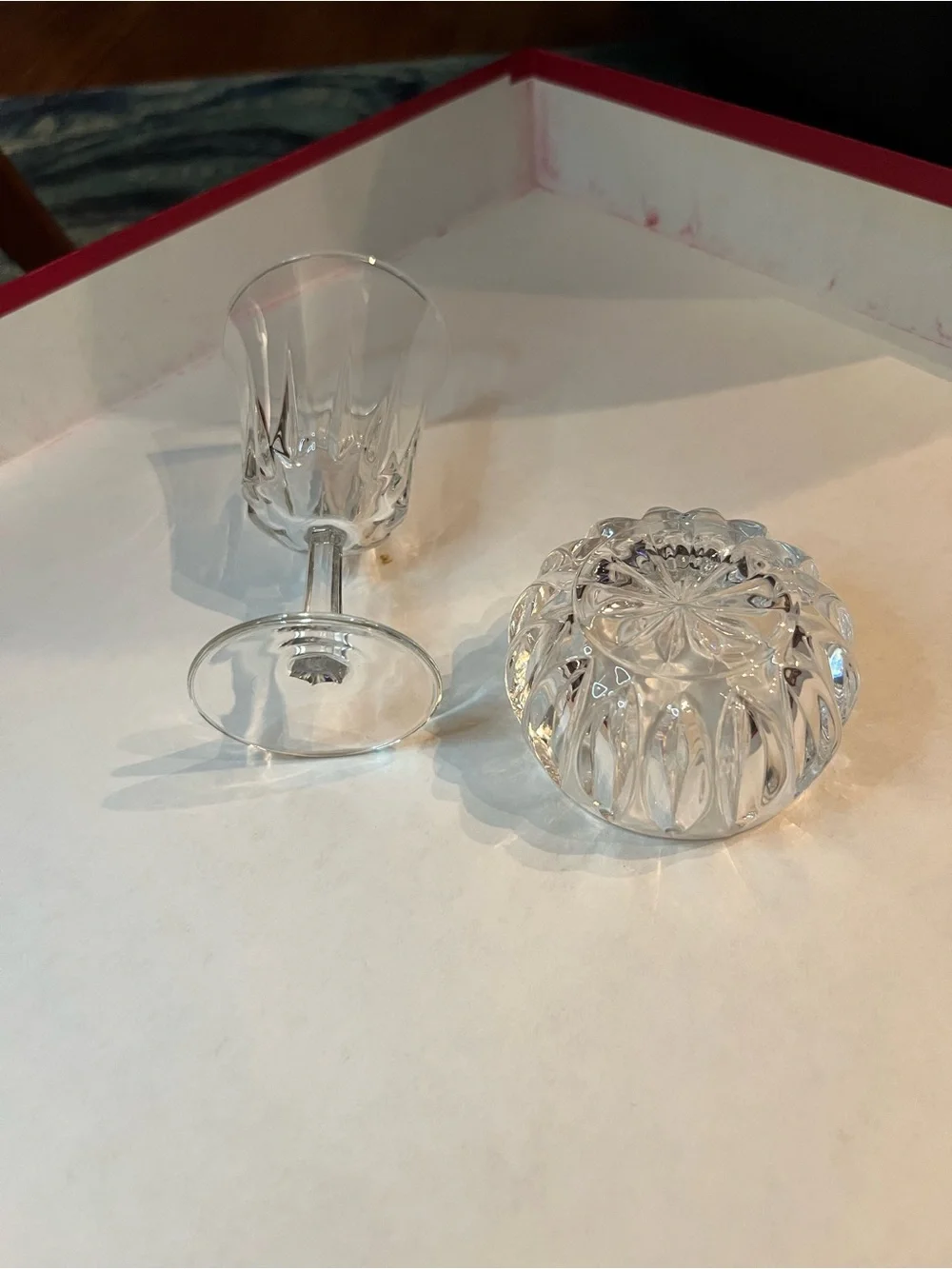 Vintage Small Crystal Wine Goblet & Bowl